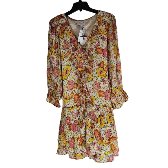 Cleobell Audrey Mini Floral Yellow Dress Large NWT - Picture 6 of 9